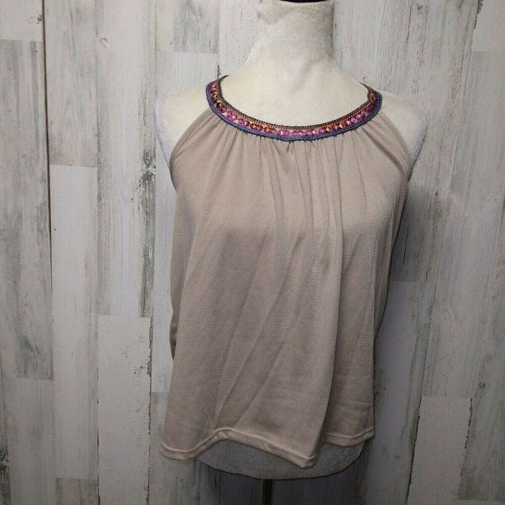 NWT L.A. Hearts By Pacsun Beige Tank With Ribbon Tassels Festival Boho